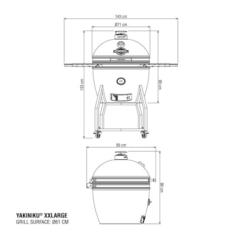 Yakiniku Kamado Keramikgrill XXLARGE Set inkl. Pro-Set + Gestell + Rollen + Seitentische