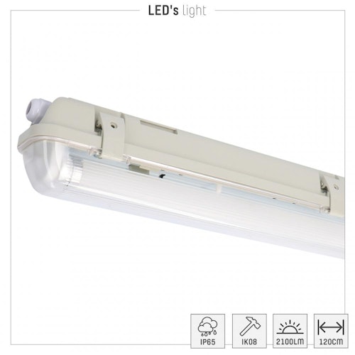 Shada  LED Leuchte mit LED Röhre IP65 1X14W 120CM schlagfest und wassergeschutzt