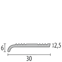 Parkettfreund -Anpassungsprofil PF 243 F7 poliert 1000x30 mm - 2,5 mm Messing poliert gerillt