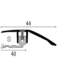 Parkettfreund Combi-Style-Anpassungsprofil PF 256 F4 silber 1000x44 mm - 6,5 - 16 mm Aluminium eloxiert mit glatter Oberfläche