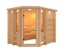 Karibu Sauna Riona - 38 mm Premiumsauna - Eckeinstieg inkl. 9-teiligem gratis ZubehörpaketBild