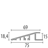 Parkettfreund PF 263 EC Rampenprofil 90° Ecken 200x200x18,4 mm, 15 mm Rampe mit glatter Oberfläche mit Verbindern F4 silber