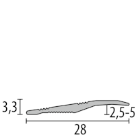 Parkettfreund -Rampenprofil PF 264 F4 silber 900x28 mm - 2,5 - 5 mm Aluminium eloxiert Rampe; gerillt