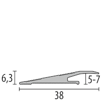 Parkettfreund -Rampenprofil PF 265 F2 edelstahloptik 900x38 mm - 5 - 7 mm Aluminium eloxiert Rampe; gerillt