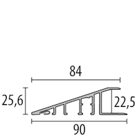 Parkettfreund PF 266 EC Rampenprofil 90° Ecken mit Dichtlippe 200x200x25,6 mm, 22,5 mm mit Dichtlippe Rampe mit glatter Oberfläche mit Verbindern mit Dichtlippe F4 silber