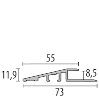 Parkettfreund PF 270N/EC Rampenprofil 90° Ecken mit Dichtlippe mit Verbindern; 90° 200x200x11,9 mm, 8,5 mm F4 silber