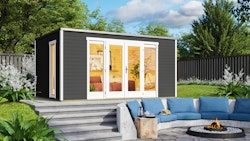 Design Gartenhaus P 285 mit Panorama-Glastüren - 28 mm