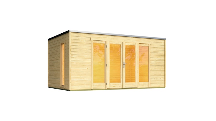 Design Gartenhaus P 285 mit Panorama-Glastüren - 28 mm