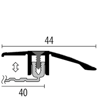 Parkettfreund Combi SK-Anpassungsprofil PF 286 SK F2 edelstahloptik 1000x44 mm - 6,5 - 16 mm Aluminium eloxiert gerillt