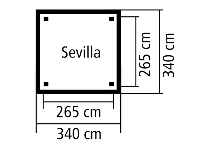 Karibu 4-Eck Pavillon Sevilla kesseldruckimprägniert