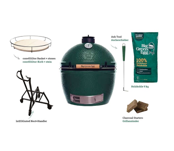 Big Green Egg Kamado Grill 2XL Starter Set inkl. 2x 4,5 kg naturbelassene Holzkohle