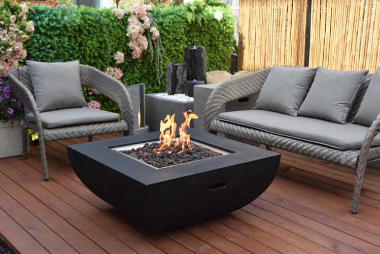 Gardenforma Gas Feuerstelle Itasy, Beton-Optik schwarz, aus Faserbeton Bild