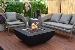 Gardenforma Gas Feuerstelle Itasy, Beton-Optik schwarz, aus Faserbeton