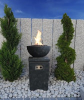 Gardenforma Gas Feuerstelle Kupe, Beton-Optik dunkelgrau, aus Faserbeton