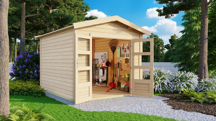 Karibu Premium Gartenhaus Theres 3 - 28 mm inkl. gratis Innenraum-Pflegebox im Wert von 99€ Bild