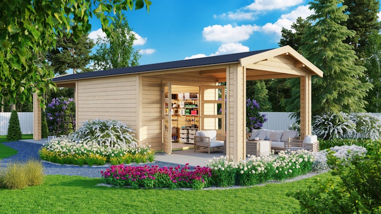 Karibu Premium Gartenhaus Theres 7 - 28 mm inkl. gratis Innenraum-Pflegebox im Wert von 99€ Bild