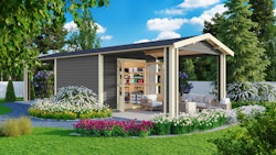 Karibu Premium Gartenhaus Theres 7 - 28 mm inkl. gratis Innenraum-Pflegebox im Wert von 99€