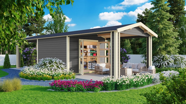 Karibu Premium Gartenhaus Theres 7 - 28 mm inkl. gratis Innenraum-Pflegebox im Wert von 99€ Bild