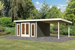 Karibu Premium Gartenhaus Radeburg 3 - 40 mm (Homeoffice-Gartenhaus) inkl. gratis Innenraum-Pflegebox im Wert von 99€