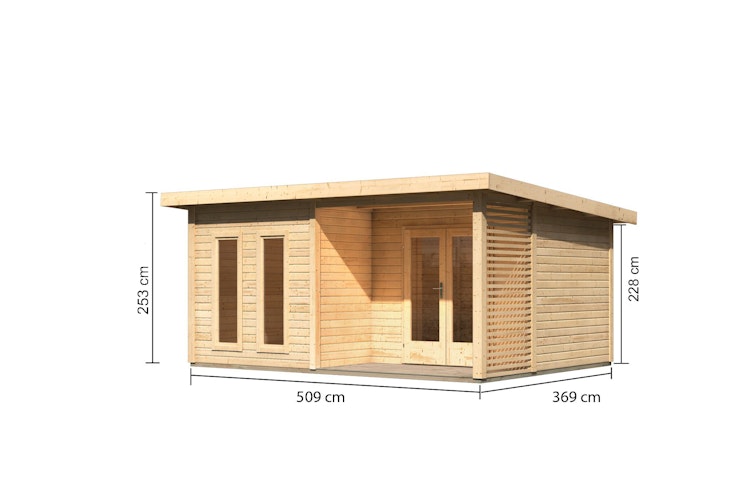 Karibu Premium Gartenhaus Radeburg 5 - 40 mm (Homeoffice-Gartenhaus) inkl. gratis Innenraum-Pflegebox im Wert von 99€