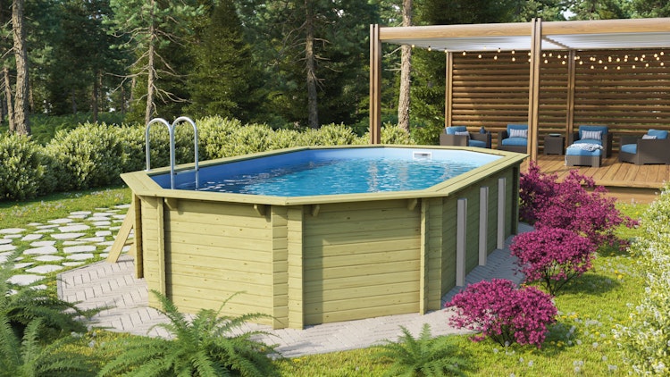 Karibu Pool Modell 5 Classic A/B/C/D 700 x 400 cm - kesseldruckimprägniert inkl. gratis Pool-Pflegeset (Gesamtwert 69 €)