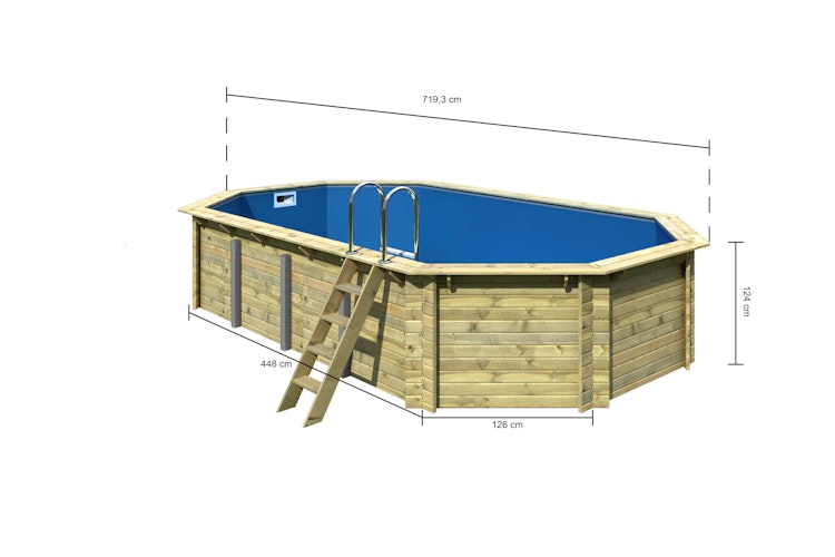 Karibu Pool Modell 5 Classic A/B/C/D 700 x 400 cm - kesseldruckimprägniert inkl. gratis Pool-Pflegeset (Gesamtwert 69 €)