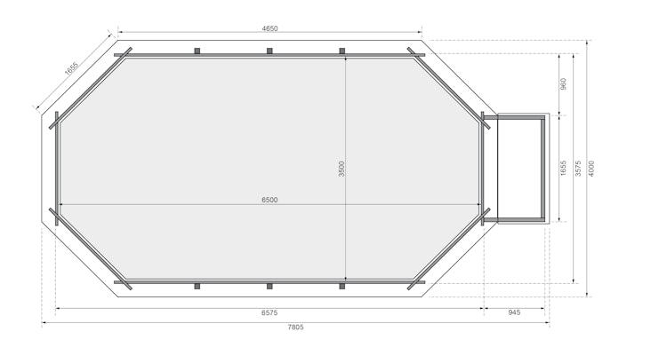 Karibu Pool Modell 5 Classic A/B/C/D 700 x 400 cm - kesseldruckimprägniert inkl. gratis Pool-Pflegeset (Gesamtwert 69 €)