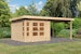 Karibu Premium Gartenhaus Kastorf 6/7 mit Fensterecke - inkl. 320 cm Anbaudach - 28 mm inkl. gratis Innenraum-Pflegebox im Wert von 99€Bild