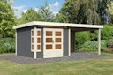 Vorschaubild Karibu Premium Gartenhaus Kastorf 6/7 mit Fensterecke - inkl. 320 cm Anbaudach - 28 mm