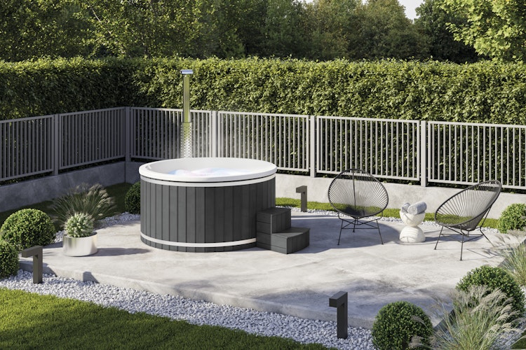 Wolff Finnhaus Badebottich Hot Tub Typ 2 Ø 200 cm mit Acrylwanne & LED-Beleuchtung Bild