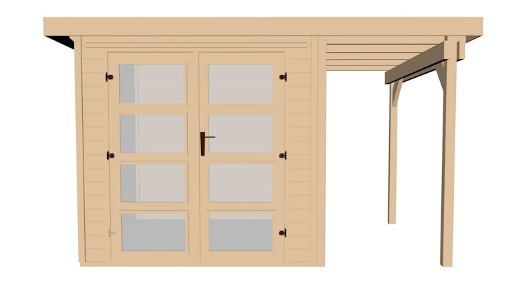 Weka Gartenhaus 321 A mit 115 cm Anbau - 19 mm Bild