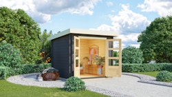 Karibu Woodfeeling Gartenhaus Bastrup 2 anthrazit - 28 mm