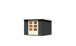 Karibu Woodfeeling Gartenhaus Bastrup 3 anthrazit - 28 mm inkl. gratis Innenraum-Pflegebox im Wert von 99€