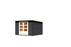 Karibu Woodfeeling Gartenhaus Bastrup 5 anthrazit - 28 mm inkl. gratis Innenraum-Pflegebox im Wert von 99€