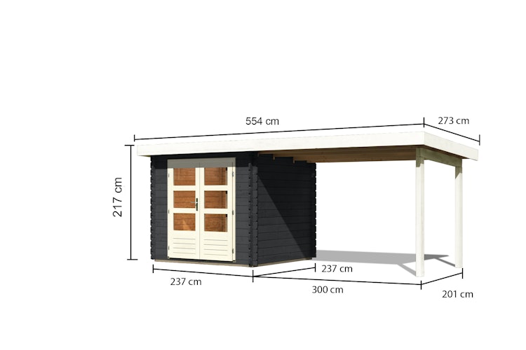 Karibu Woodfeeling Gartenhaus Bastrup 2 anthrazit - 28 mm inkl. gratis Innenraum-Pflegebox im Wert von 99€ Bild