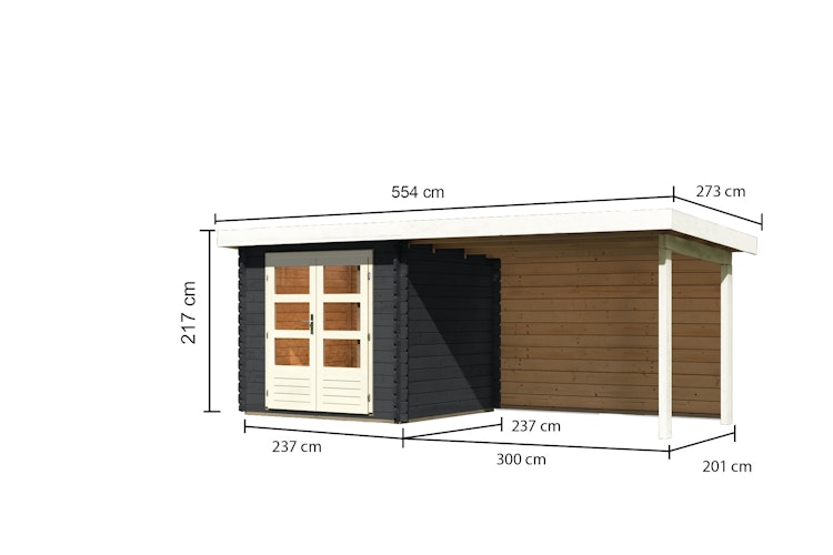 Karibu Woodfeeling Gartenhaus Bastrup 2 anthrazit - 28 mm inkl. gratis Innenraum-Pflegebox im Wert von 99€ Bild