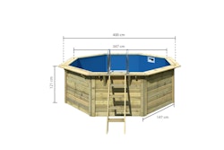 Karibu Pool Modell X1 400 x 400 cm - kesseldruckimprägniert mit Metallecke inkl. gratis Pool-Pflegeset (Gesamtwert 69 €)