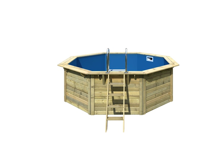 Karibu Pool Modell X1 400 x 400 cm - kesseldruckimprägniert mit Metallecke inkl. gratis Pool-Pflegeset (Gesamtwert 69 €)