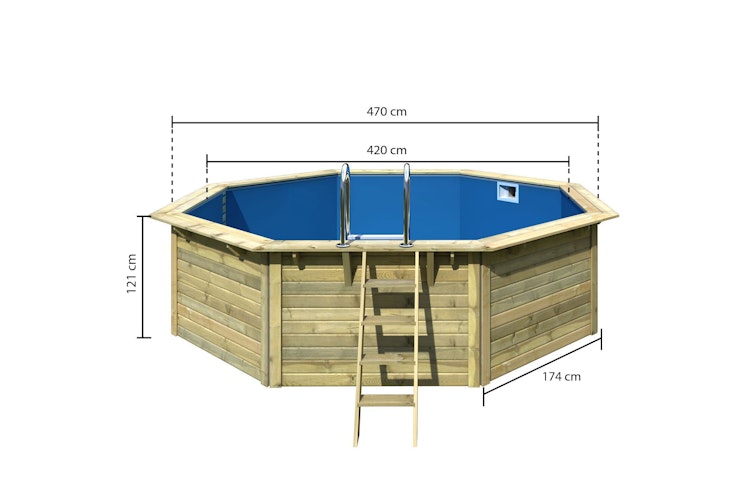 Karibu Pool Modell X2 470 x 470 cm - kesseldruckimprägniert/wassergrau mit Metallecken inkl. gratis Pool-Pflegeset (Gesamtwert 69 €) Bild