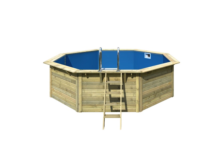 Karibu Pool Modell X2 470 x 470 cm - kesseldruckimprägniert/wassergrau mit Metallecken inkl. gratis Pool-Pflegeset (Gesamtwert 69 €) Bild