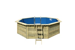Karibu Pool Modell X2 470 x 470 cm - kesseldruckimprägniert/wassergrau mit Metallecken inkl. gratis Pool-Pflegeset