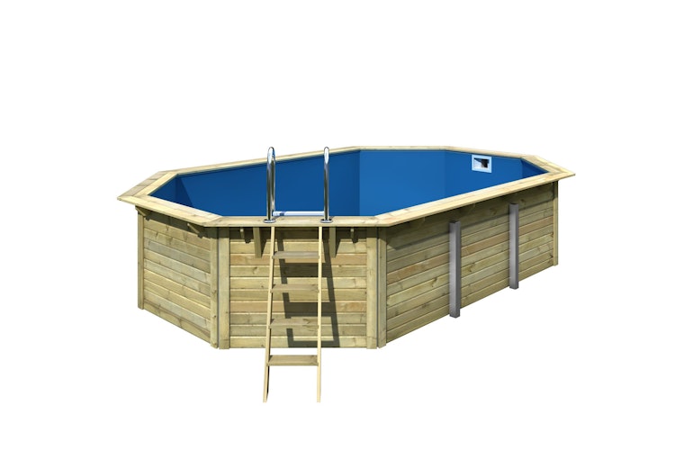 Karibu Pool Modell X4 610 x 400 cm - kesseldruckimprägniert mit Metallecken inkl. gratis Pool-Pflegeset (Gesamtwert 69 €)