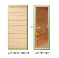 Wolff Finnhaus Sauna Paradiso: Tausch Vollholzelement in Glaselement