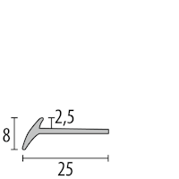 Parkettfreund -Abschlussprofil PF 341 F2 edelstahloptik 1000x25 mm - 2,5 mm Aluminium eloxiert mit glatter Oberfläche