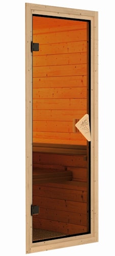 Karibu Sauna Askja Superior mit Fronteinstieg 68 mm inkl. gratis Saunaofen & 8-teiligem Zubehörpaket (Gesamtwert 1071,91€) Bild