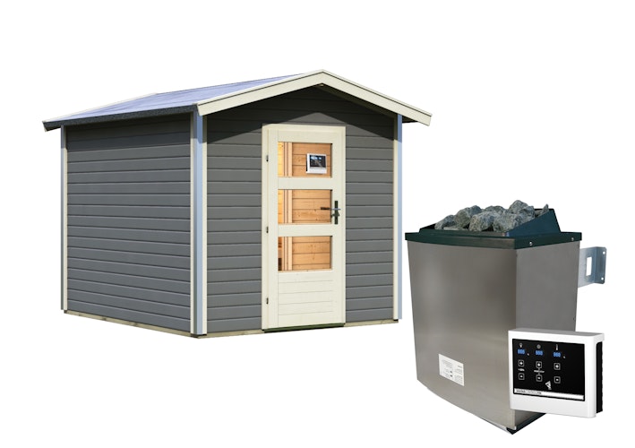 Karibu Bosse 1 - 38 mm Gartensauna mit Vorraum und Satteldach