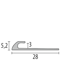 Parkettfreund -Einfassprofil PF 361/3 F4 silber 1000x28 mm - 3 mm Aluminium eloxiert mit glatter Oberfläche