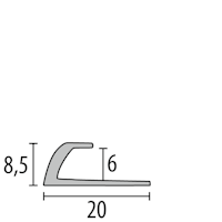 Parkettfreund -Einfassprofil PF 362 F2 edelstahloptik 1000x20 mm - 6 mm Aluminium eloxiert mit glatter Oberfläche