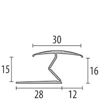 Parkettfreund -Einfassprofil PF 383 F9 sand 900x40 mm - 3 - 15 mm Aluminium eloxiert gerillt; umschlagbar; mit Sollbiegestelle