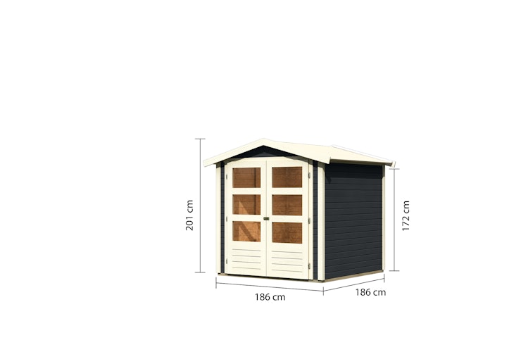 Karibu Woodfeeling Gartenhaus Amberg 2/3/4/5 anthrazit - 19 mm inkl. gratis Innenraum-Pflegebox im Wert von 99€ Bild